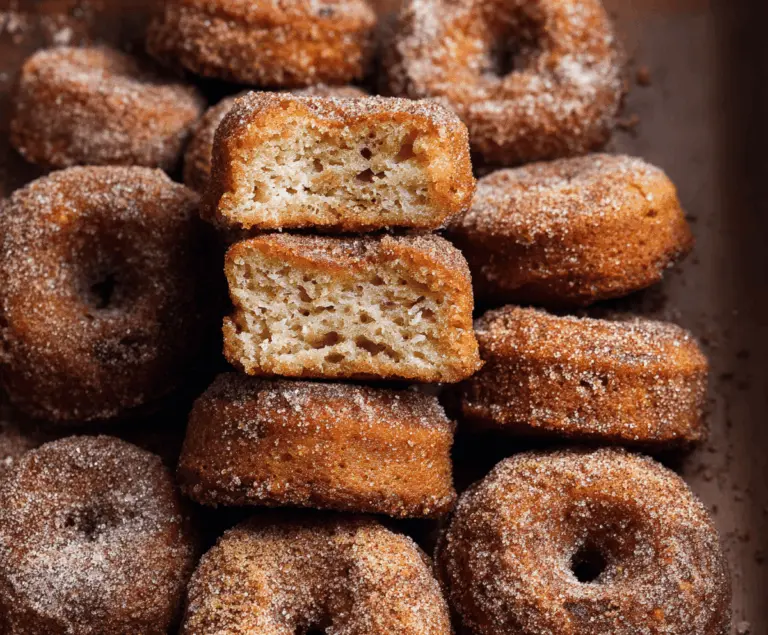 Delicious apple cider donut snack cake with cinnamon glaze and apple slices on top, perfect for fall desserts