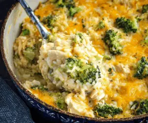 Creamy Chicken Broccoli Rice Cheese Casserole