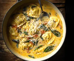 Creamy Tuscan Ravioli Soup
