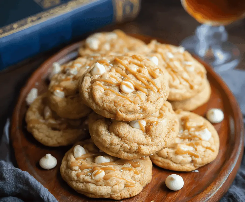 Delicious Harry Potter Butterbeer Cookies with golden-brown tops and magical sprinkle toppings, perfect for wizarding treat lovers