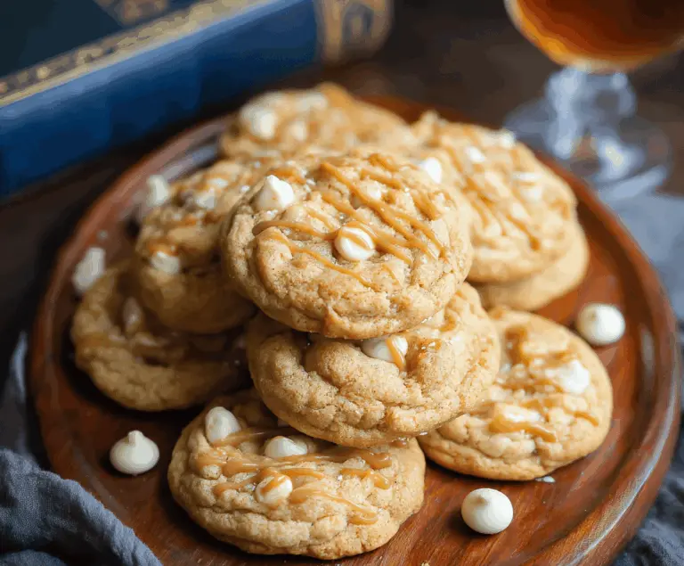 Delicious Harry Potter Butterbeer Cookies with golden-brown tops and magical sprinkle toppings, perfect for wizarding treat lovers