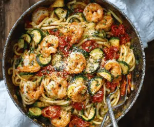 Tomato Zucchini Shrimp Pasta