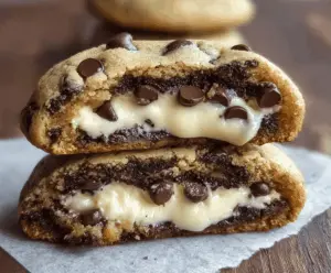 Chocolate Chip Cookies with Creamy Cheesecake Filling