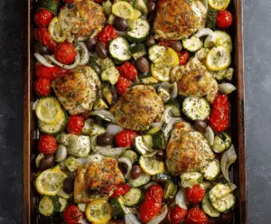 Mediterranean Chicken and Zucchini Sheet Pan