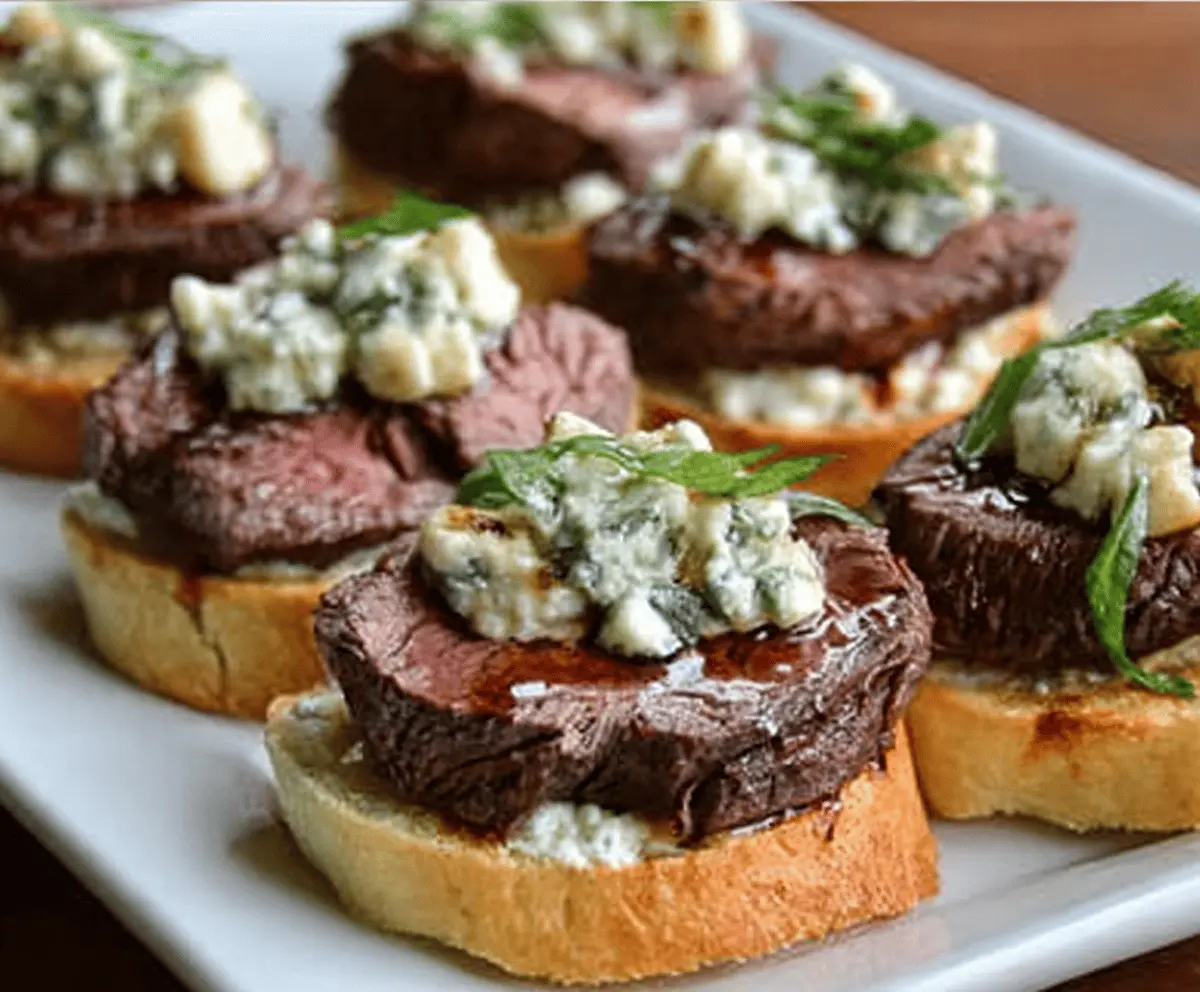 Beef Tenderloin Gorgonzola Crostini