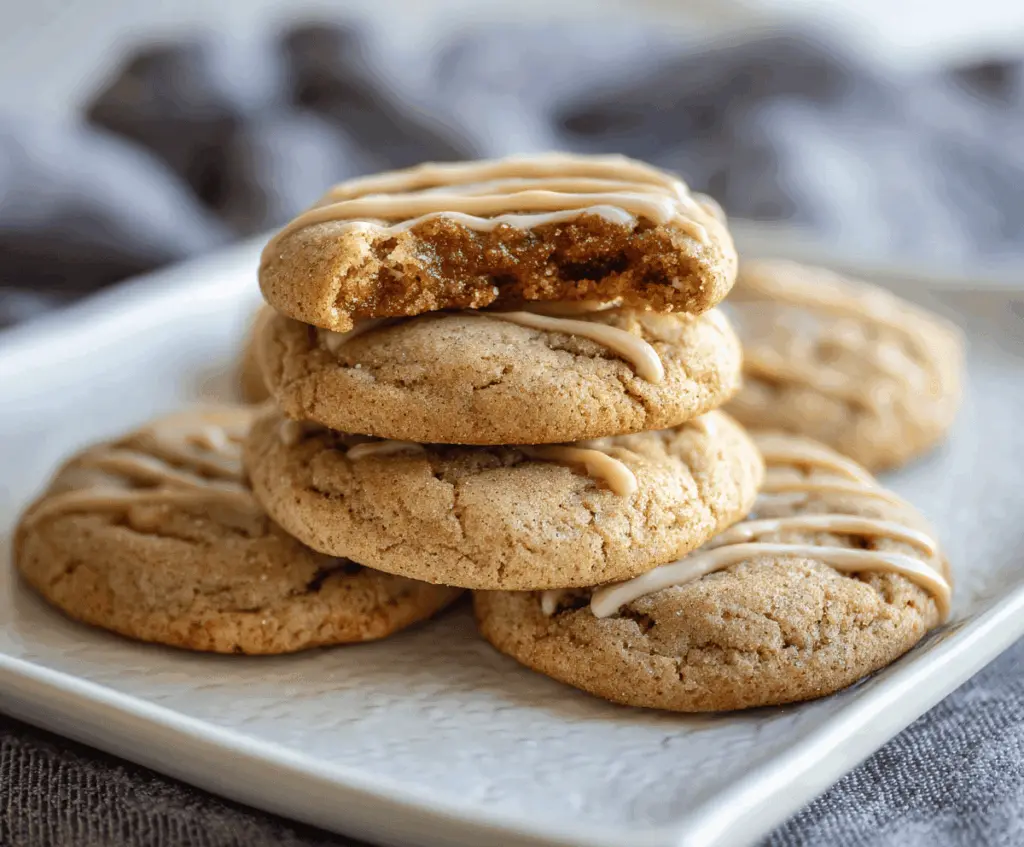Delicious homemade brown sugar maple cookies on a rustic wooden table.