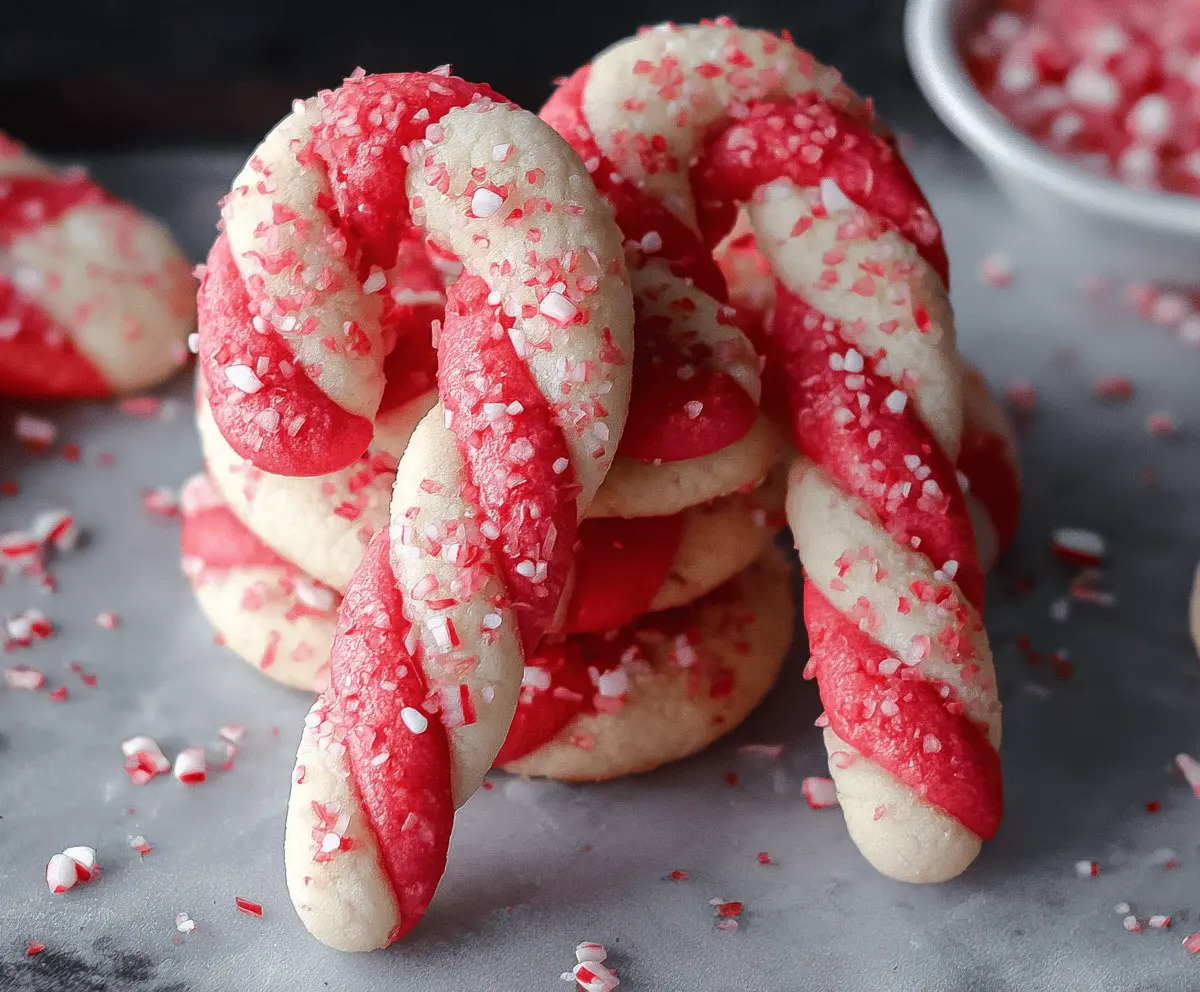 Delicious Candy Cane Cookie with festive red and white stripes on a holiday plate