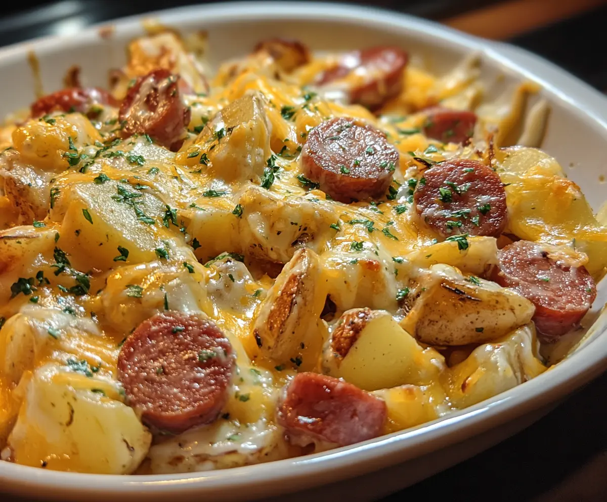 Cheesy Ranch Potatoes & Smoked Sausage