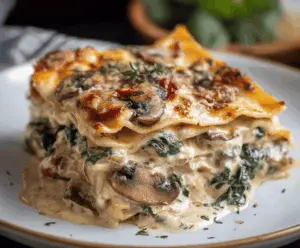 Easy Creamy Spinach and Mushroom Lasagna