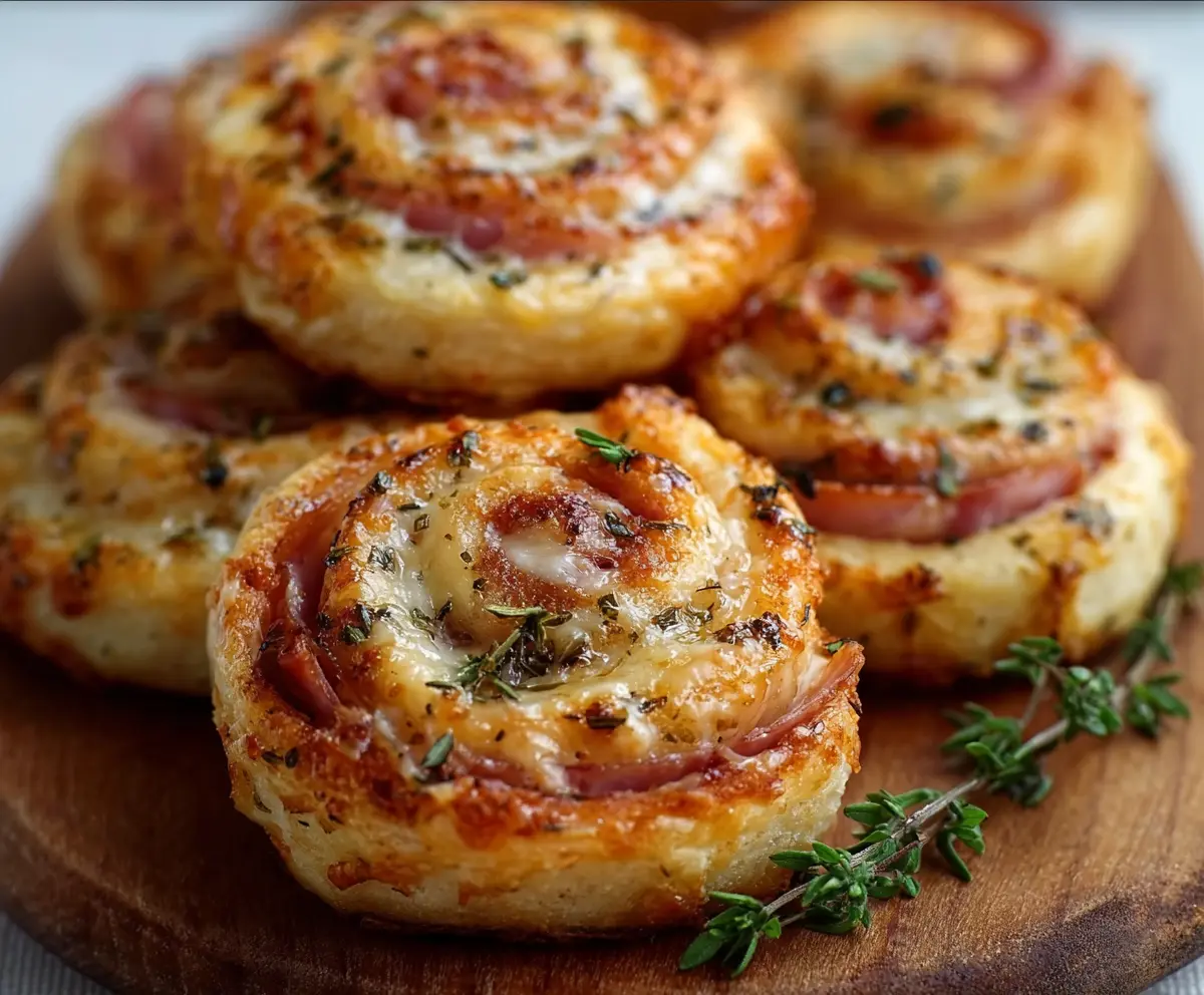 Easy Hot Ham & Cheese Pinwheels