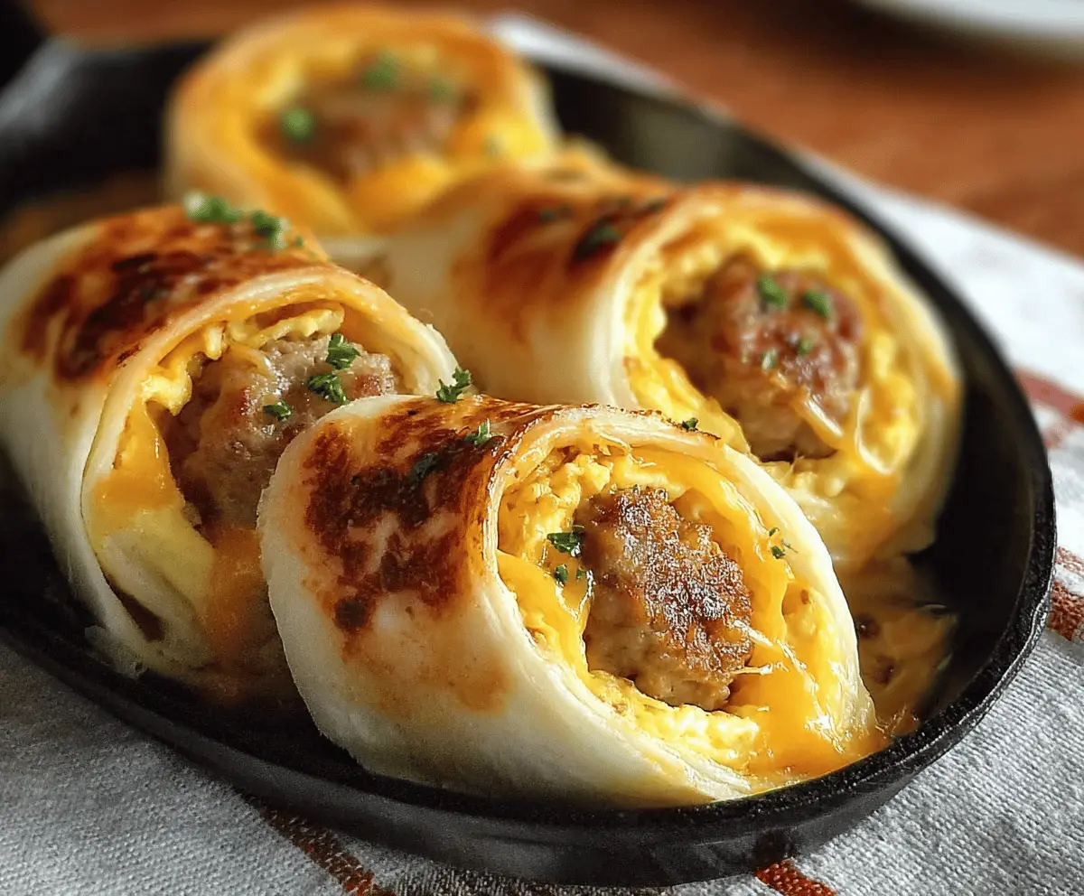 Easy Sausage Egg Breakfast Roll-Ups