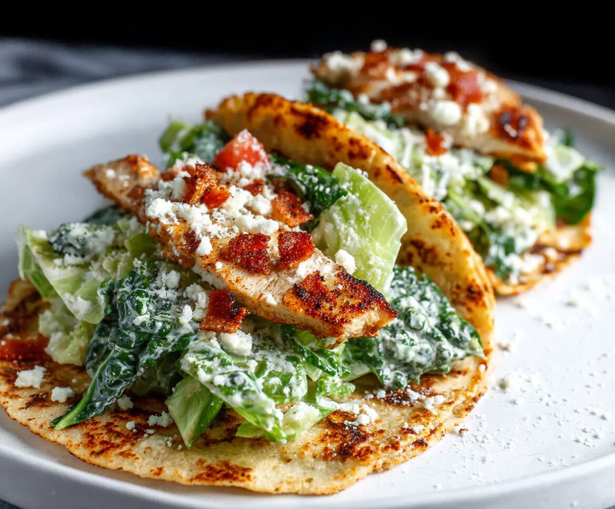 Easy Smash Chicken Caesar Tacos