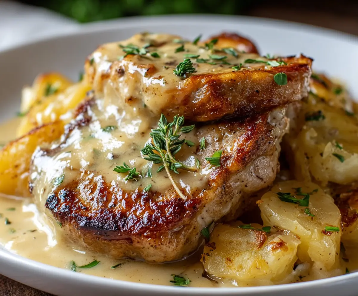 Easy Smothered Pork Chop & Potato Casserole