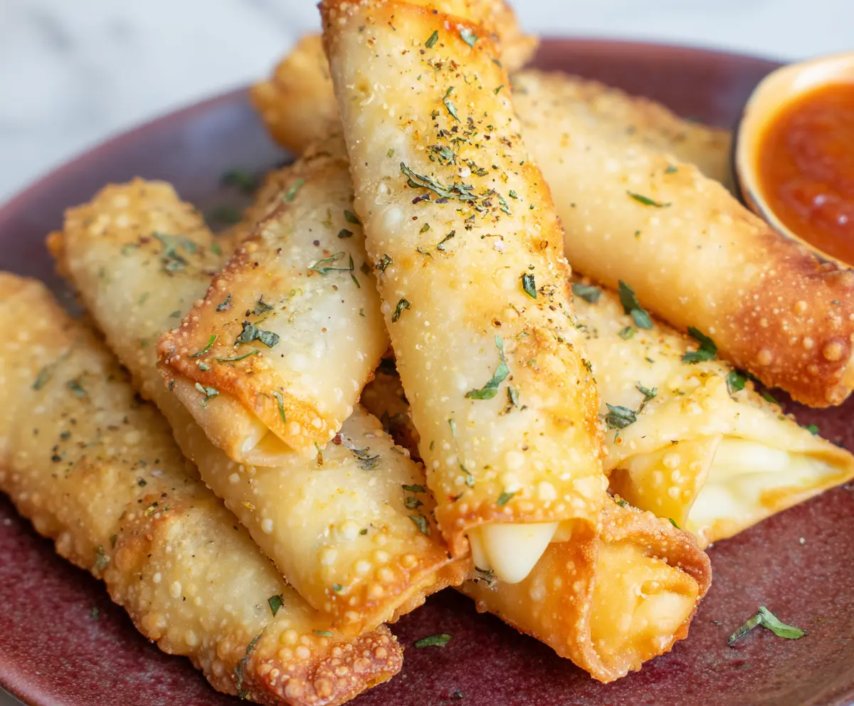 Crispy Air Fryer Wonton Mozzarella Sticks