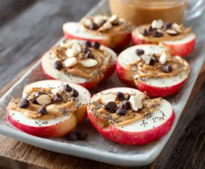 Apple Slices with Almond Butter and Chia Seeds