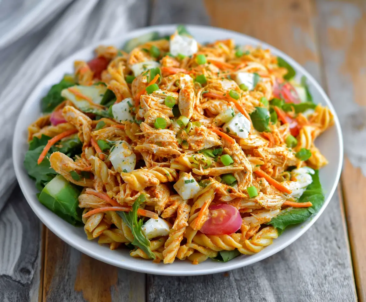 Easy Buffalo Chicken Pasta Salad