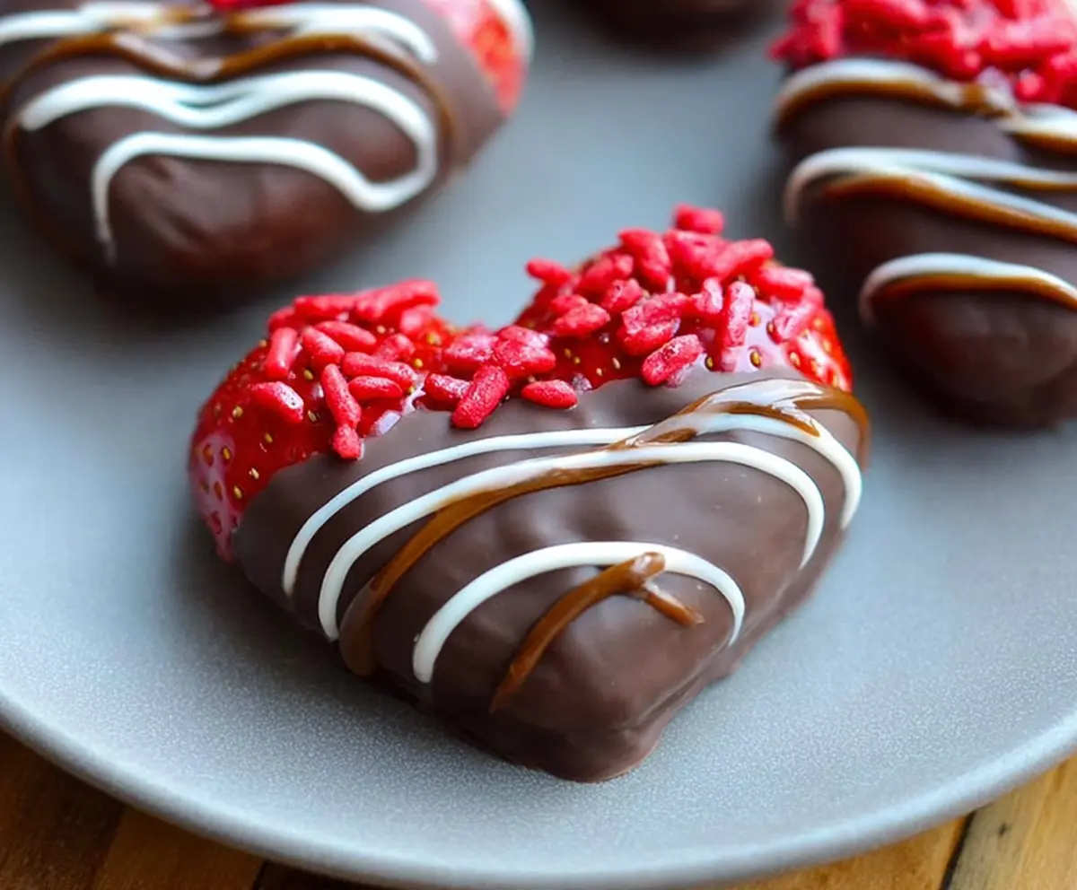 Chocolate-Dipped Strawberry Pretzel Hearts