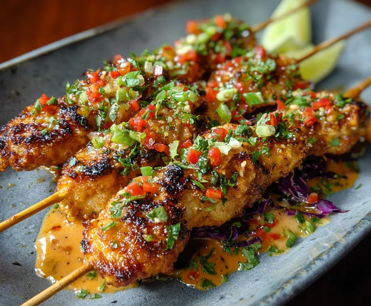 Easy Crispy Bang Bang Chicken Skewers