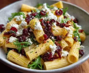 Feta & Cranberry Rigatoni Salad with Lemon Vinaigrette
