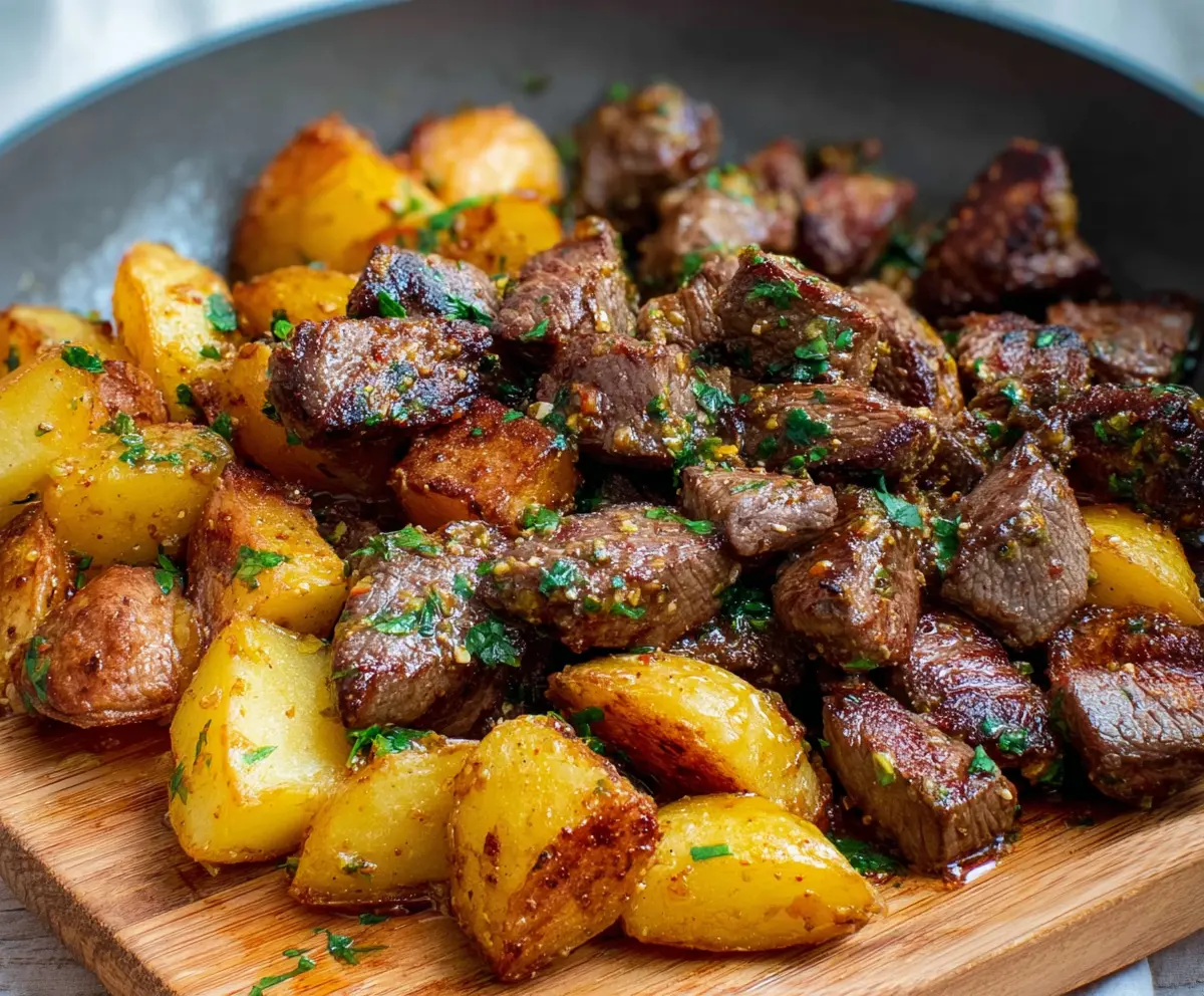 Garlic Butter Steak Bites with Crispy Potatoes