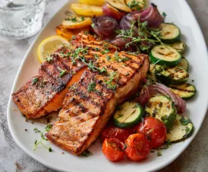 Grilled Salmon with Roasted Vegetables