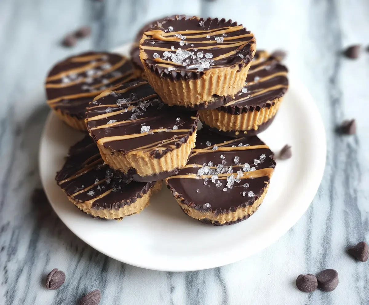 Delicious homemade healthy peanut butter cups made with only three ingredients.