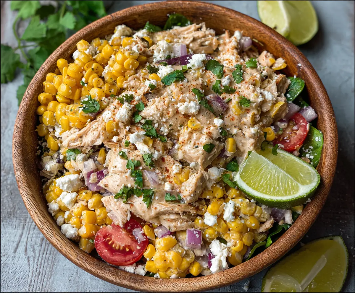Healthy Mexican Street Corn Chicken Salad