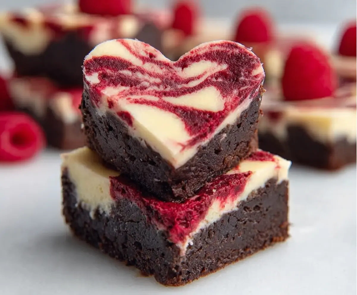 Heart Shaped Raspberry Swirl Brownies