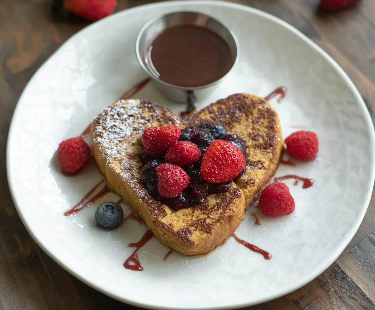 Heart-Shaped French Toast with Berry Compote
