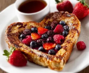 Heart-Shaped French Toast with Berry Compote
