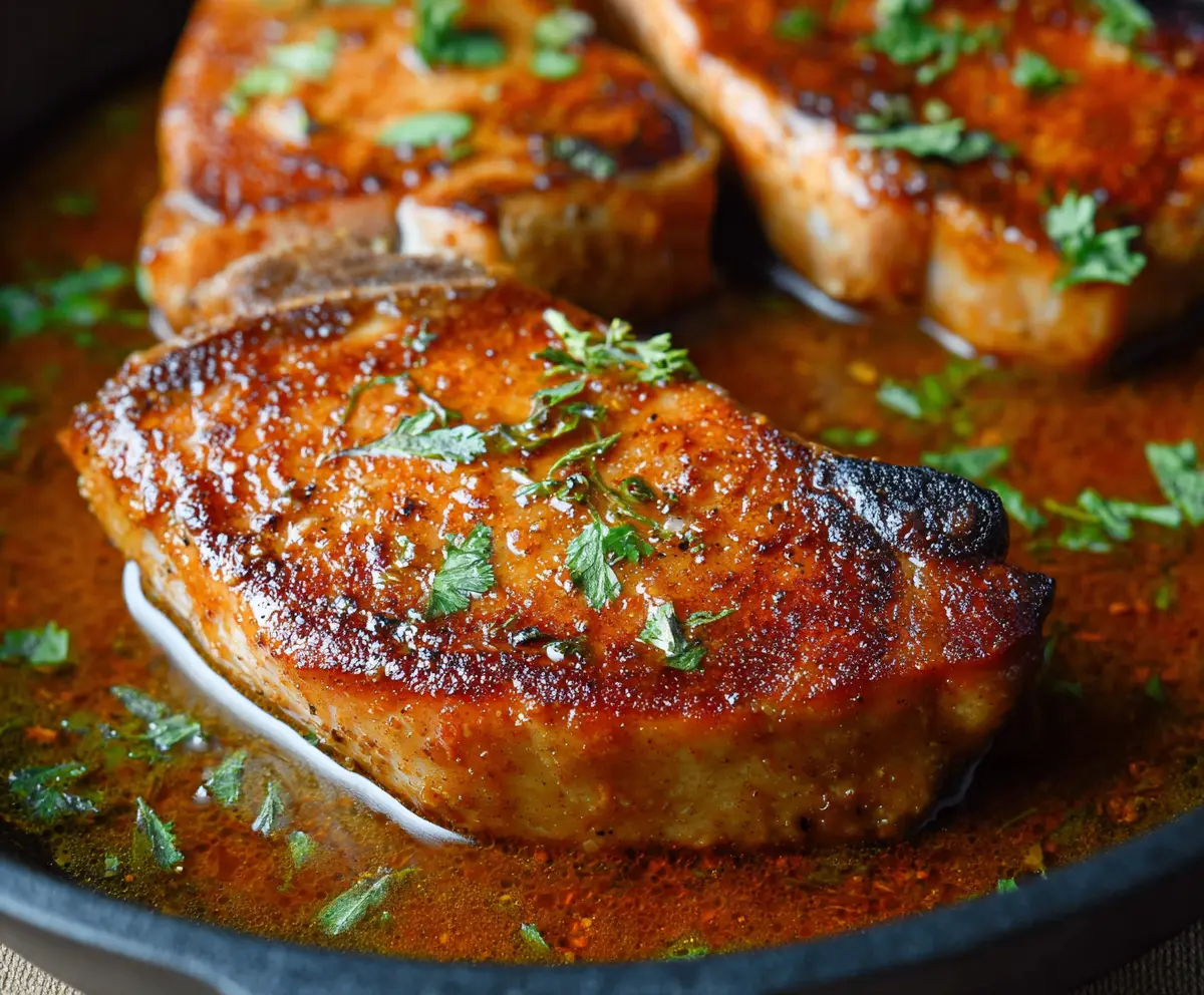 Juicy Pan Seared Pork Chops Recipe