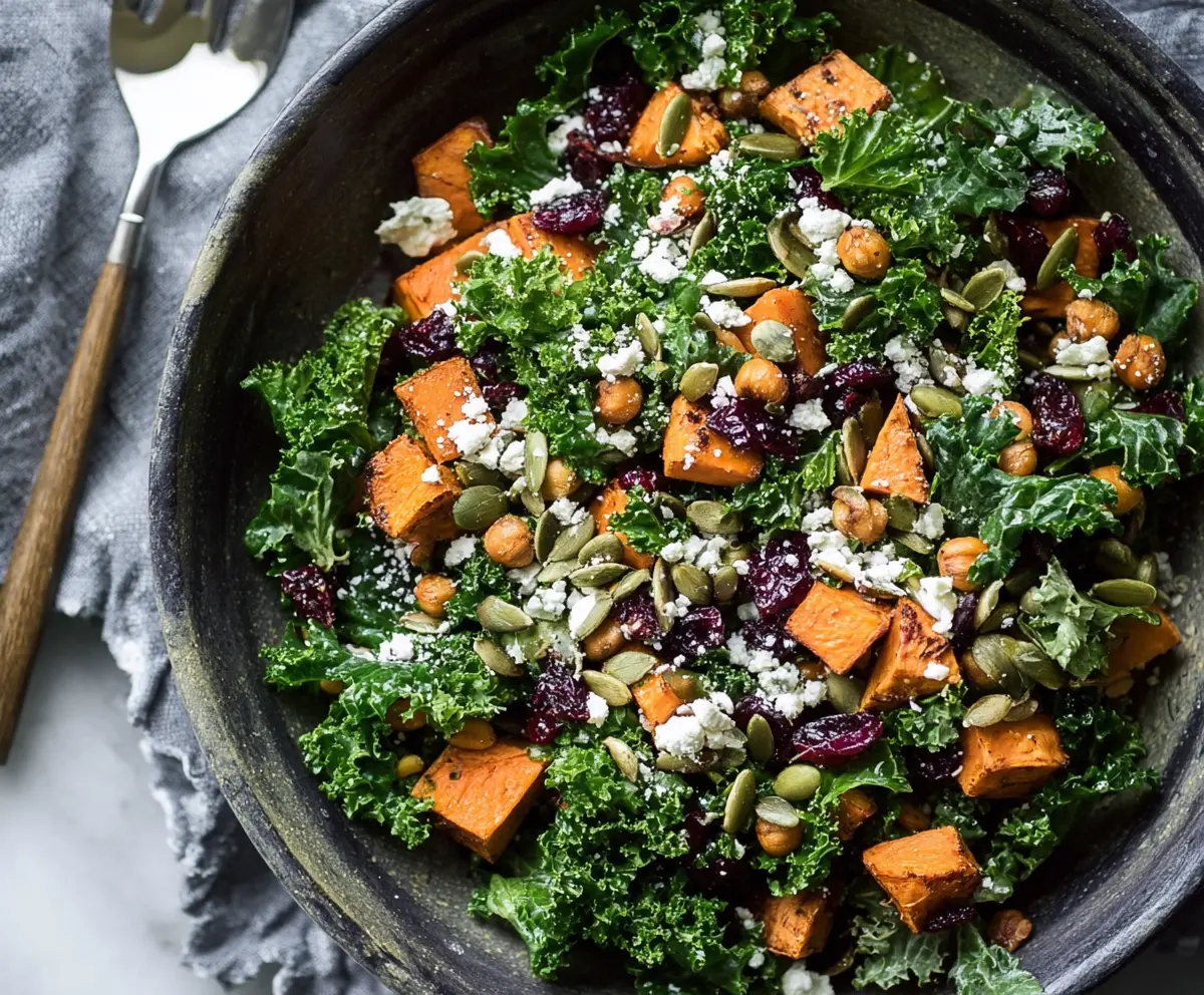 Fresh Kale & Roasted Sweet Potato Salad