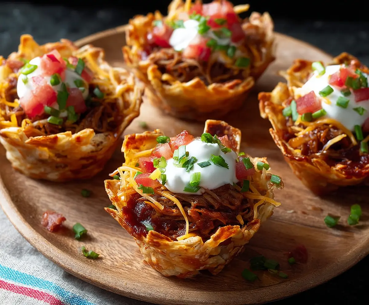 Easy Pulled Pork Nacho Cups