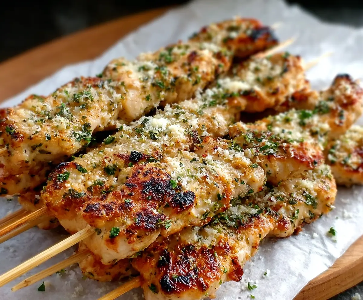 Easy Ranch Garlic Parmesan Chicken Skewers