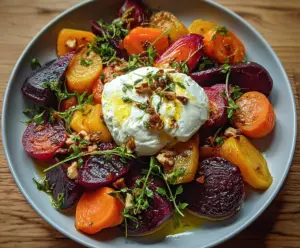 Roasted Beets and Carrots Salad with Burrata