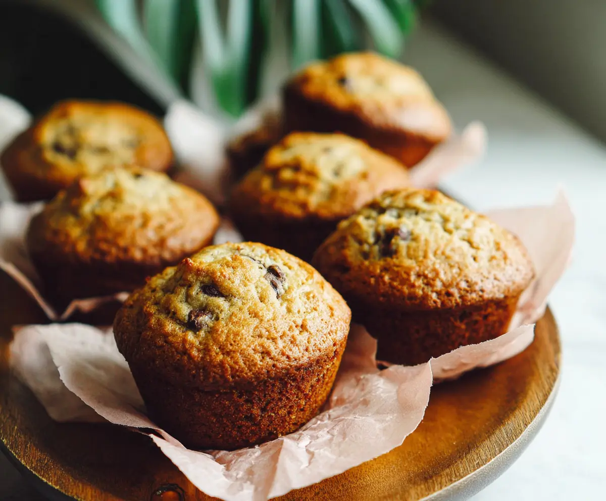 Delicious sourdough discard banana muffins fresh out of the oven.