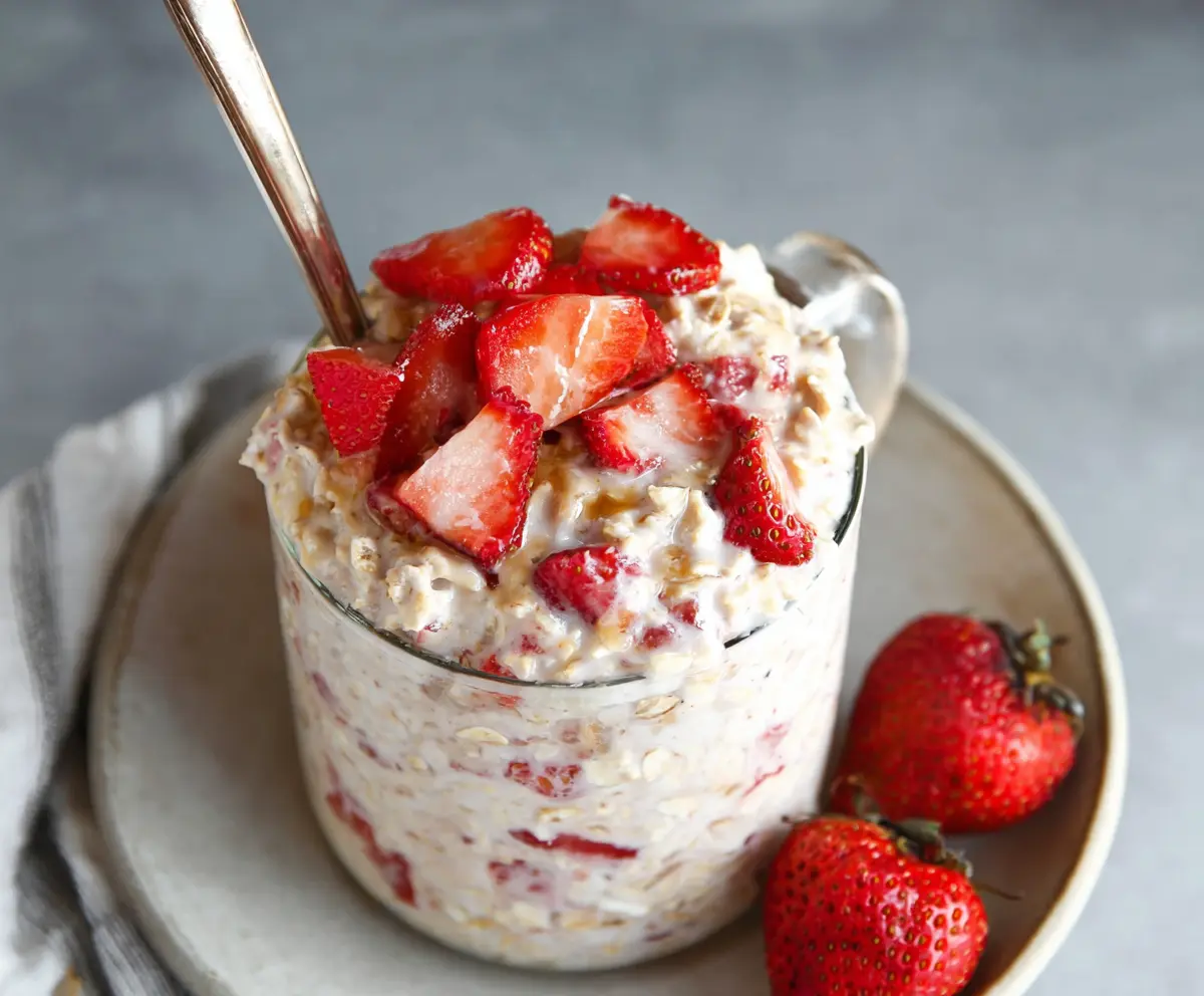 Easy Strawberries & Cream Overnight Oats