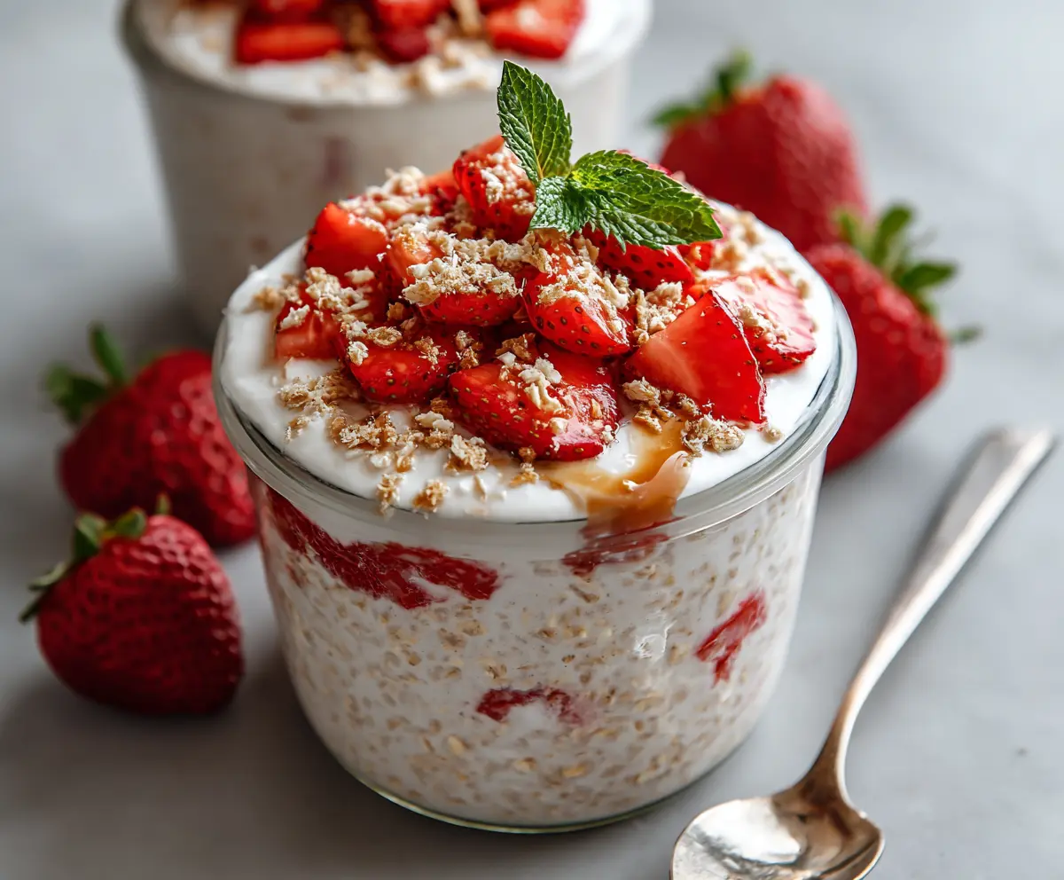 Easy Strawberry Cheesecake Overnight Oats