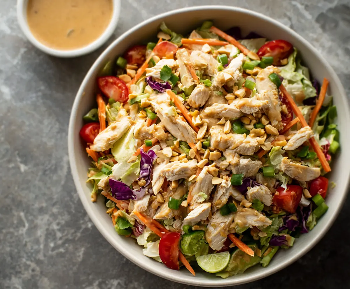 Easy Thai Chicken Salad with Peanut Dressing