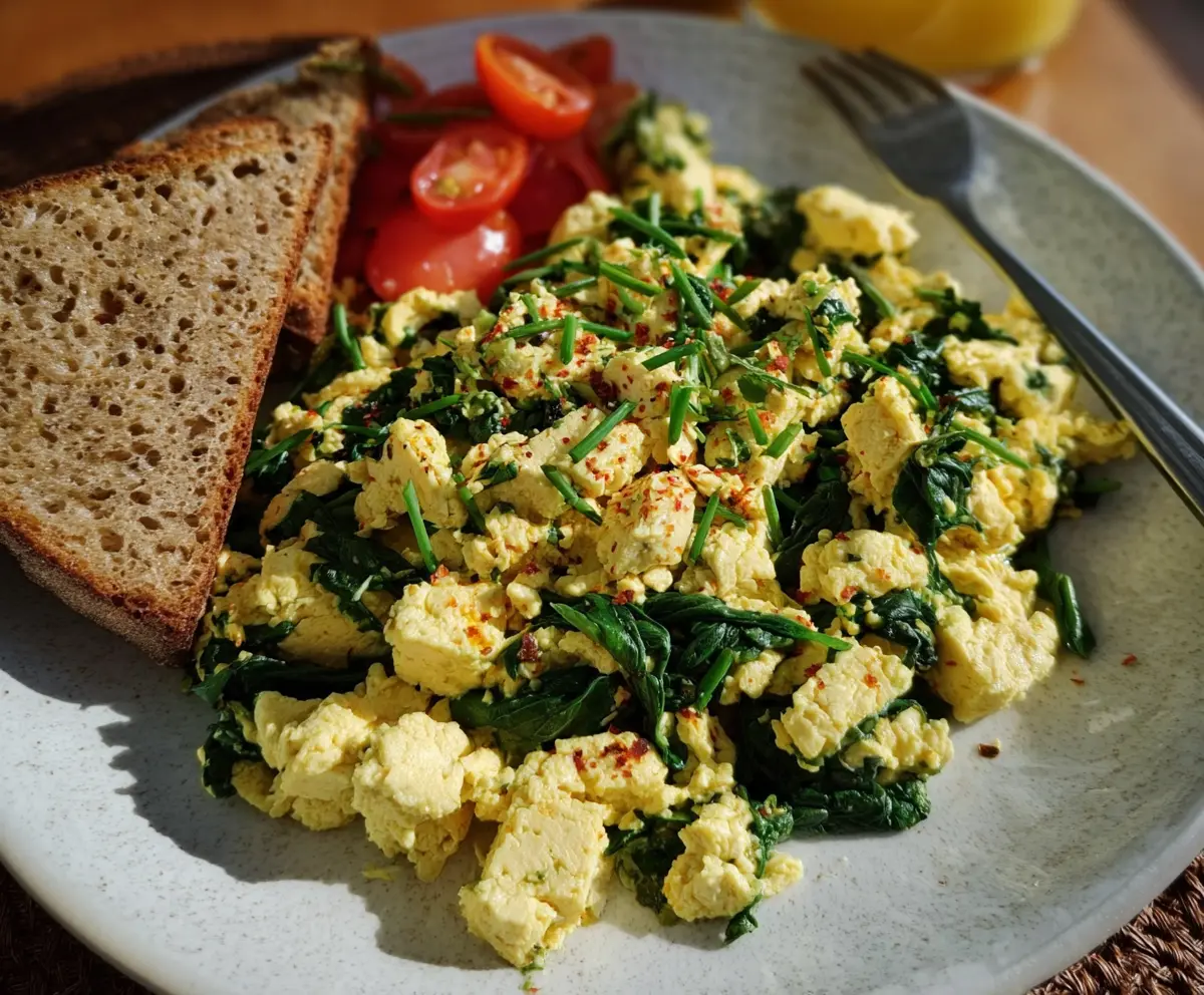 Easy Tofu Spinach Breakfast Scramble