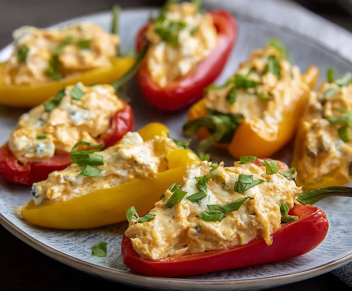 Buffalo Chicken Dip Stuffed Mini Peppers