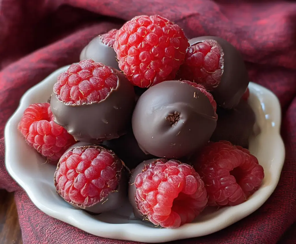 Delicious chocolate covered raspberries perfect for a sweet treat and special occasion