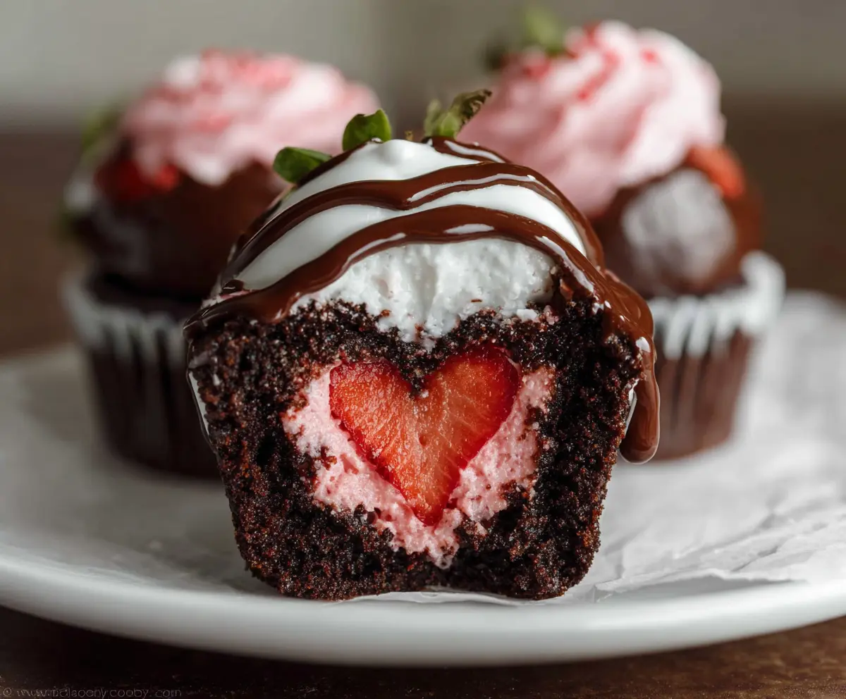 Easy Chocolate Strawberry Cupcakes