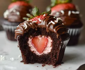 Chocolate Covered Strawberry Cupcakes