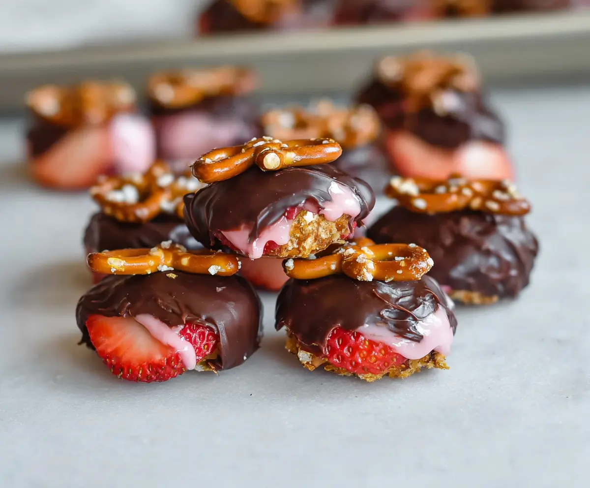 Easy Chocolate Strawberry Pretzel Bites