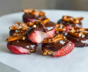 Chocolate-Dipped Strawberry Pretzel Bites