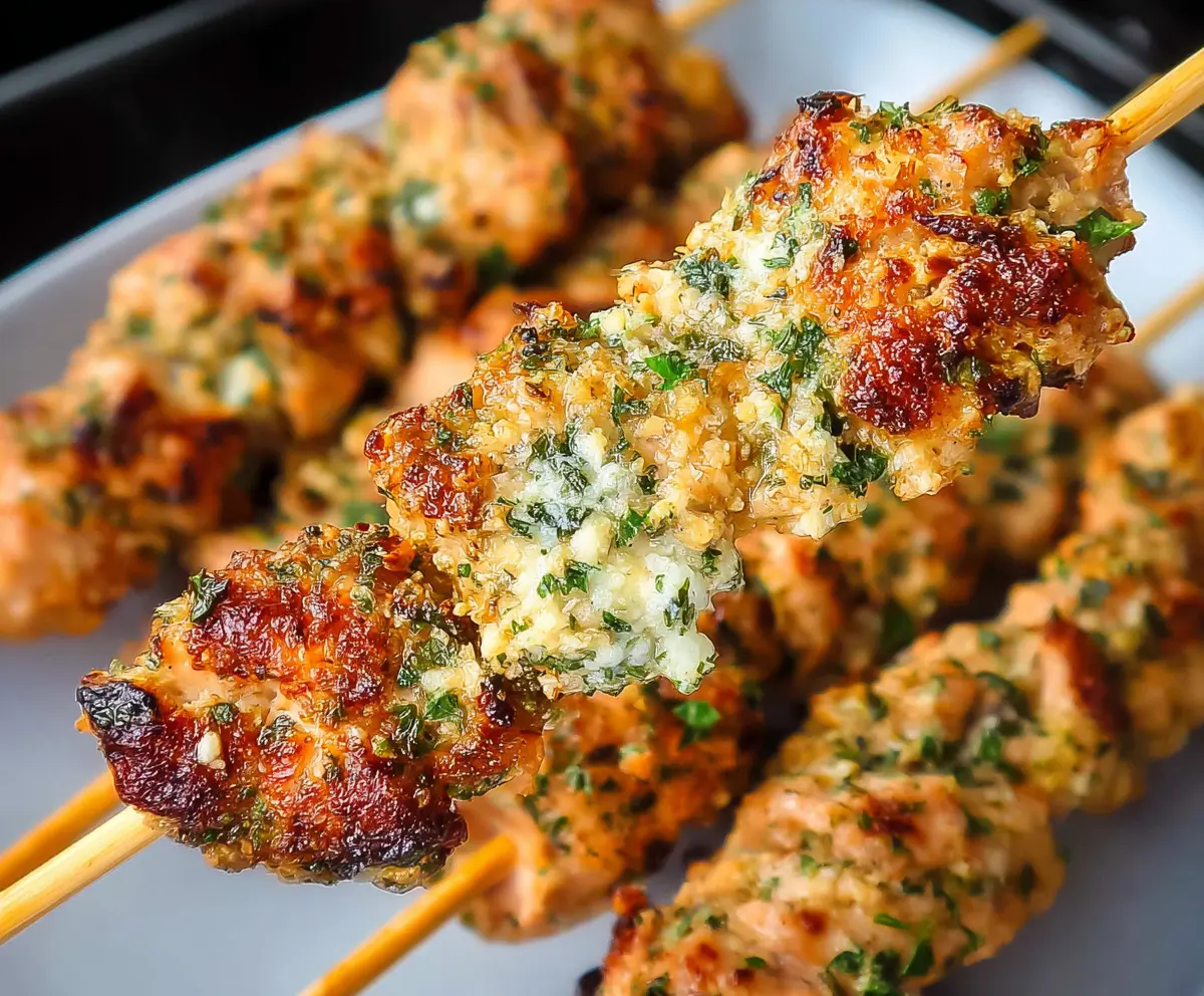 Easy Garlic Parmesan Chicken Skewers