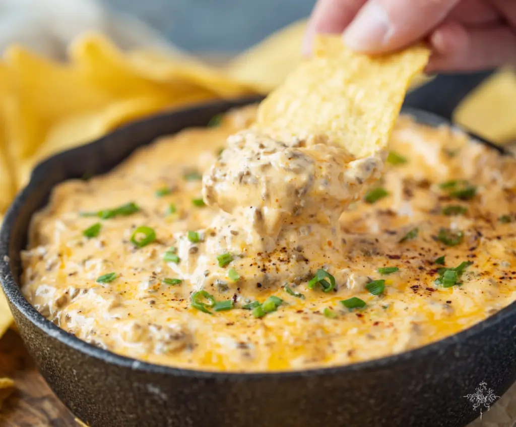 Creamy Hissy Fit Dip served with fresh vegetables and tortilla chips for a flavorful appetizer.