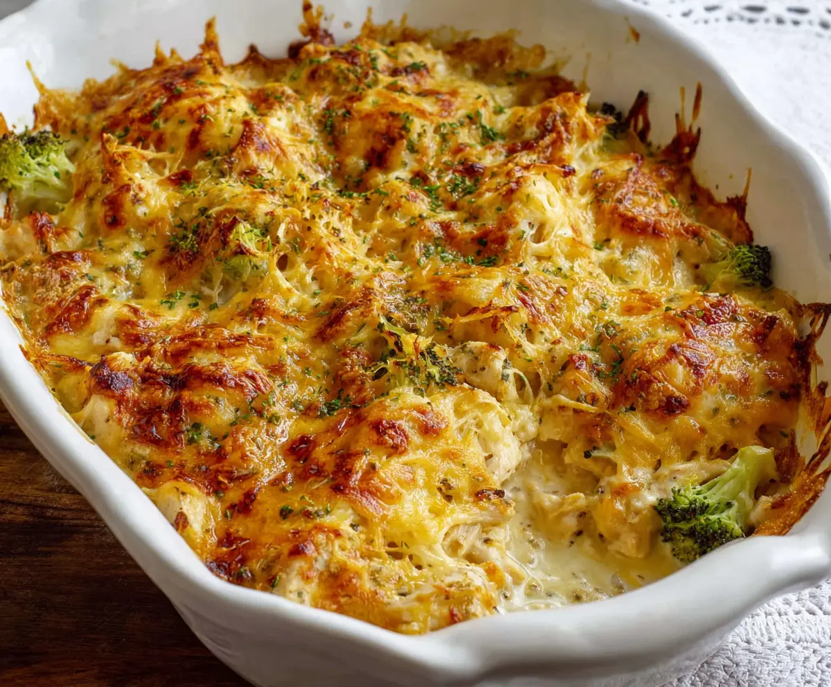 Delicious low carb chicken casserole with cheesy and nutritious ingredients