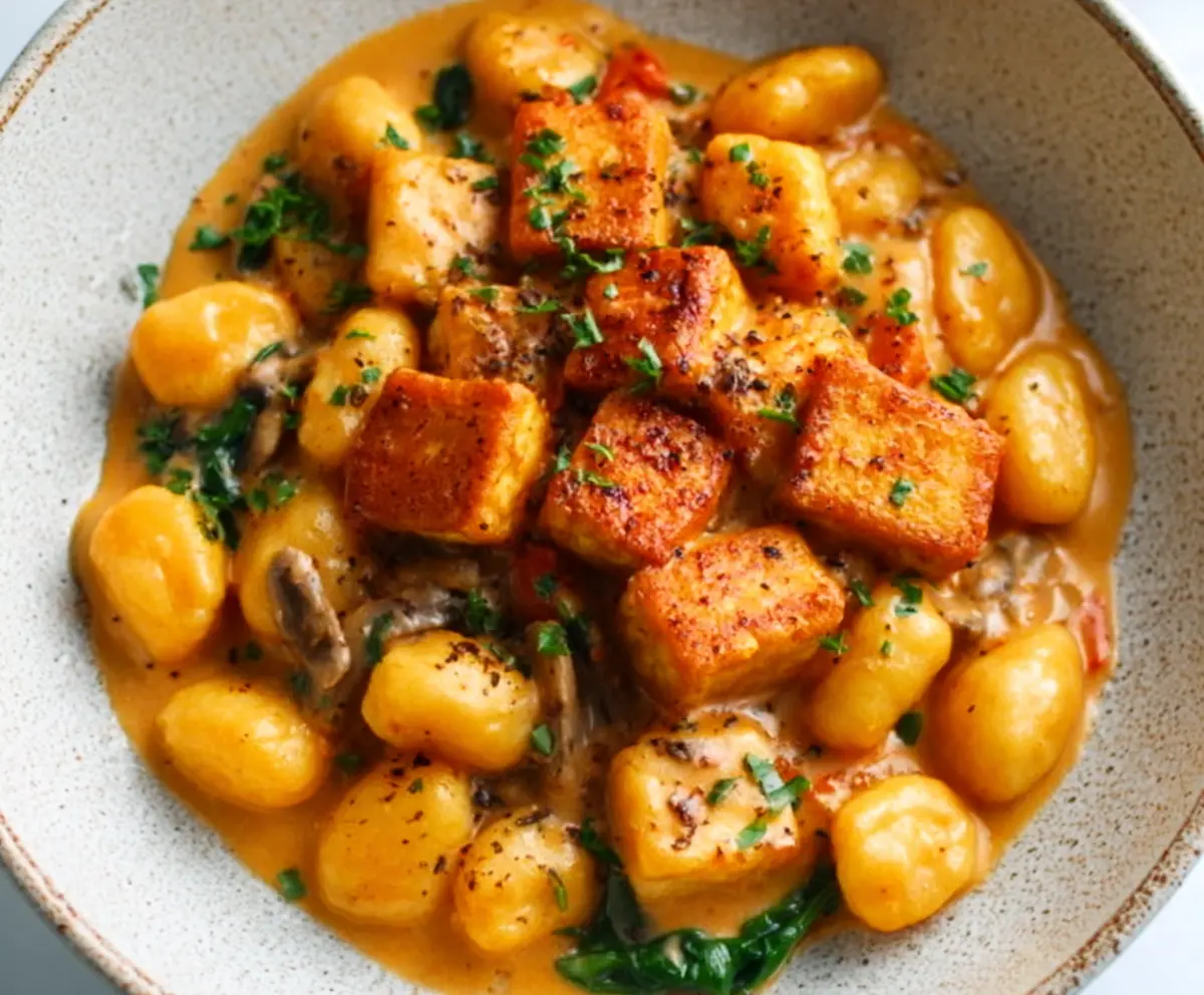 Easy Crispy Tofu with Gnocchi